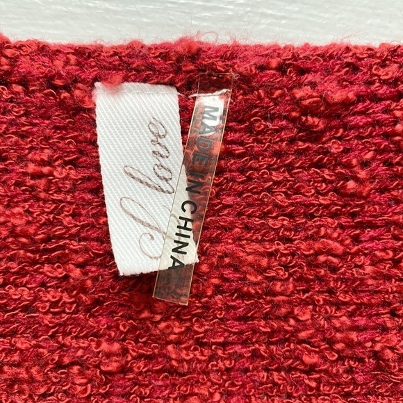 L Love Burgandy Red Loose Knit V-Neck Long Sleeve Sweater - Picture 6 of 13